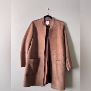 H&M Faux Suede Open Coat - Tan - Size Medium